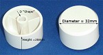 Universal 'D-shape' fitting Control Knob White (Diameter = 32mm / Height = 20mm) 