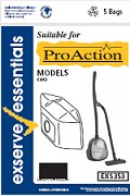 Exserve Essentials 'Pro Action' Vacuum Cleaner Bag: EXS353